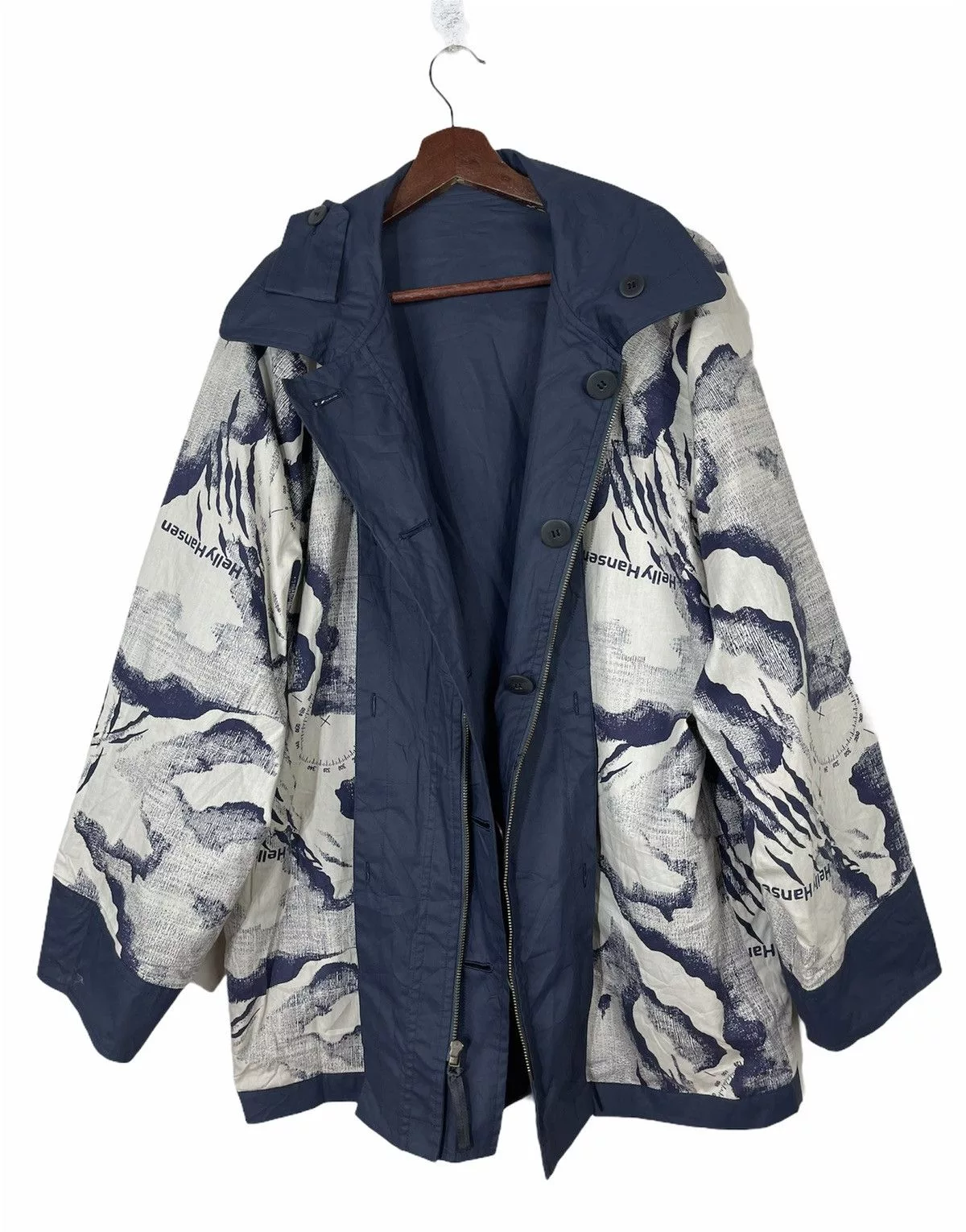 Helly Hansen Light Jackets Helly Hansen × The Mountain Rare Helly Hansen Trench Coat Collection Fullprinted Blue