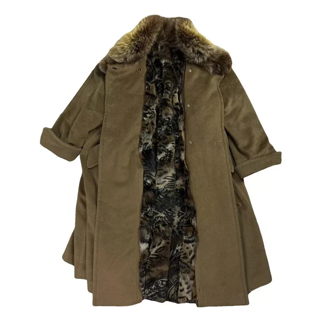 Escada Coats Escada Wool Coat with Red Fox Fur Size: 38 Brown