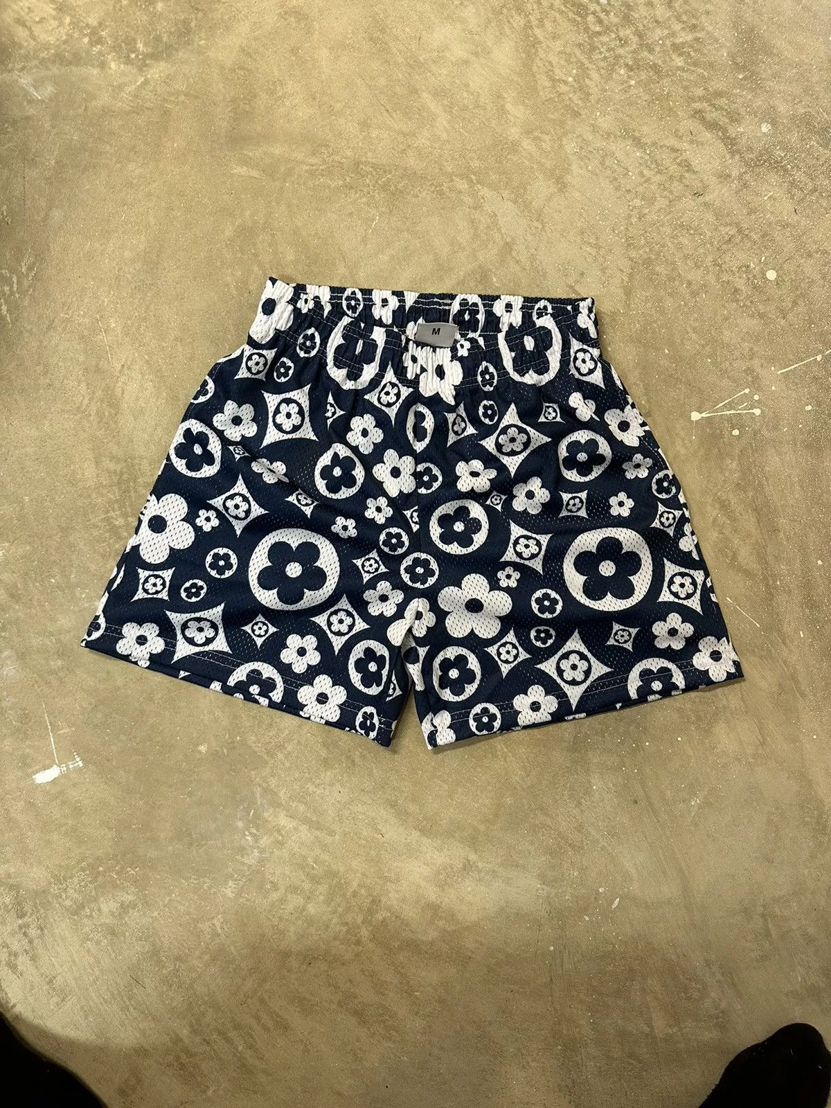 Bravest Studios Shorts Bravest Studios NAVY BLUR Flower Mesh Shorts Medium Blue