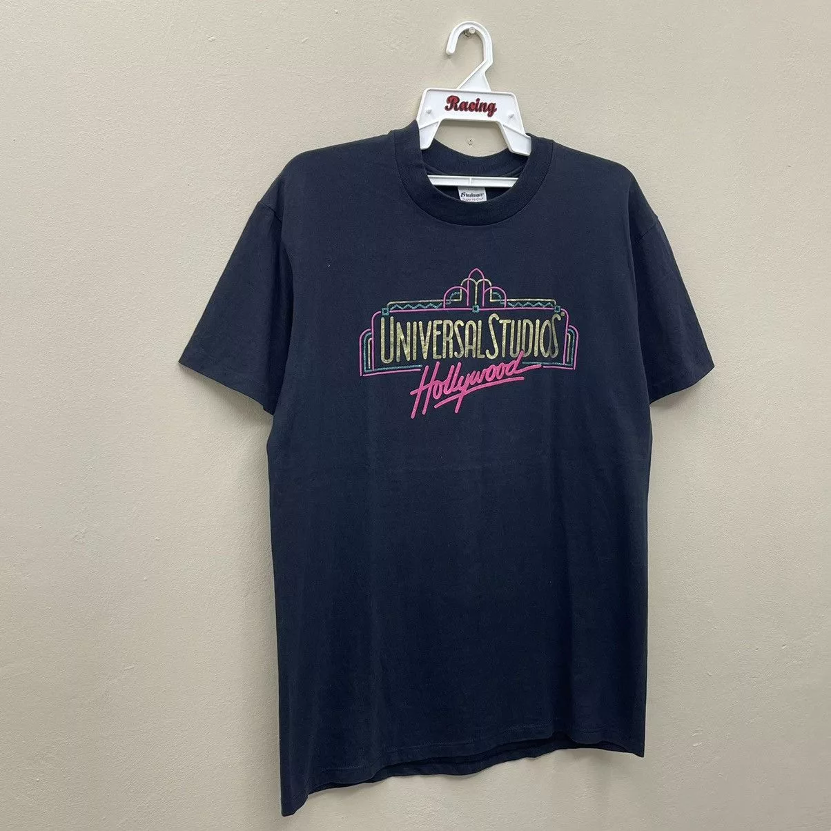 Universal Studios Short Sleeve T Shirts Universal Studios × Vintage Vintage 80s Universal Studio Hollywood Promo T Rare Design Black