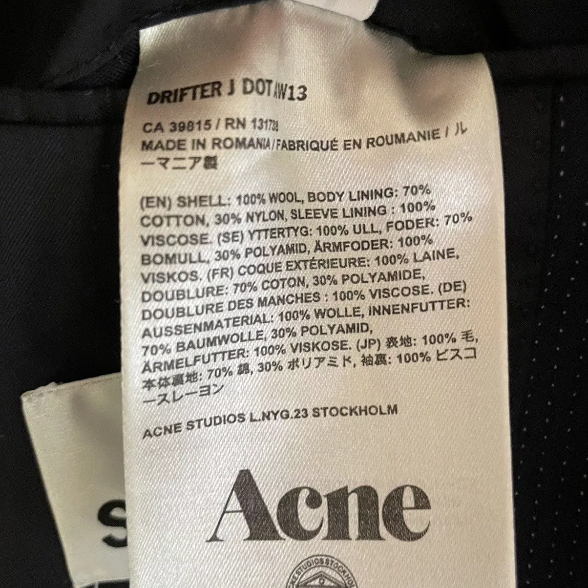 Acne Studios Blazers Acne Studios ””DRIFTER J DOT AW13” Blue