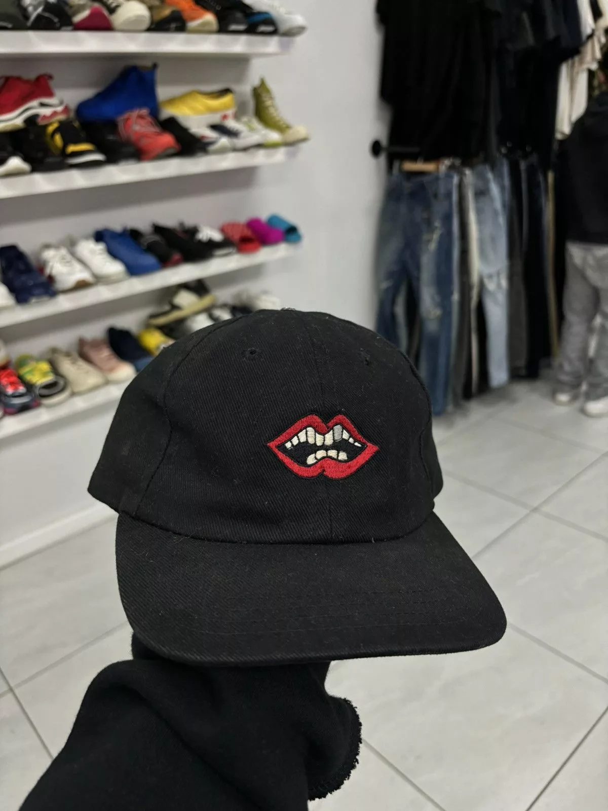 Chrome Hearts Hats Chrome hearts Matty boy chomper lips cap Black