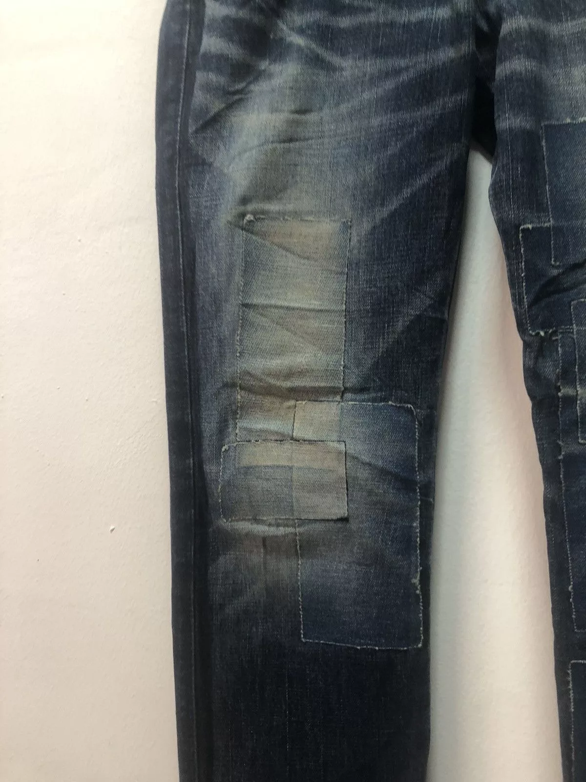 FACTOTUM Denim Pants Patch Distressed Style Japan Made Blue