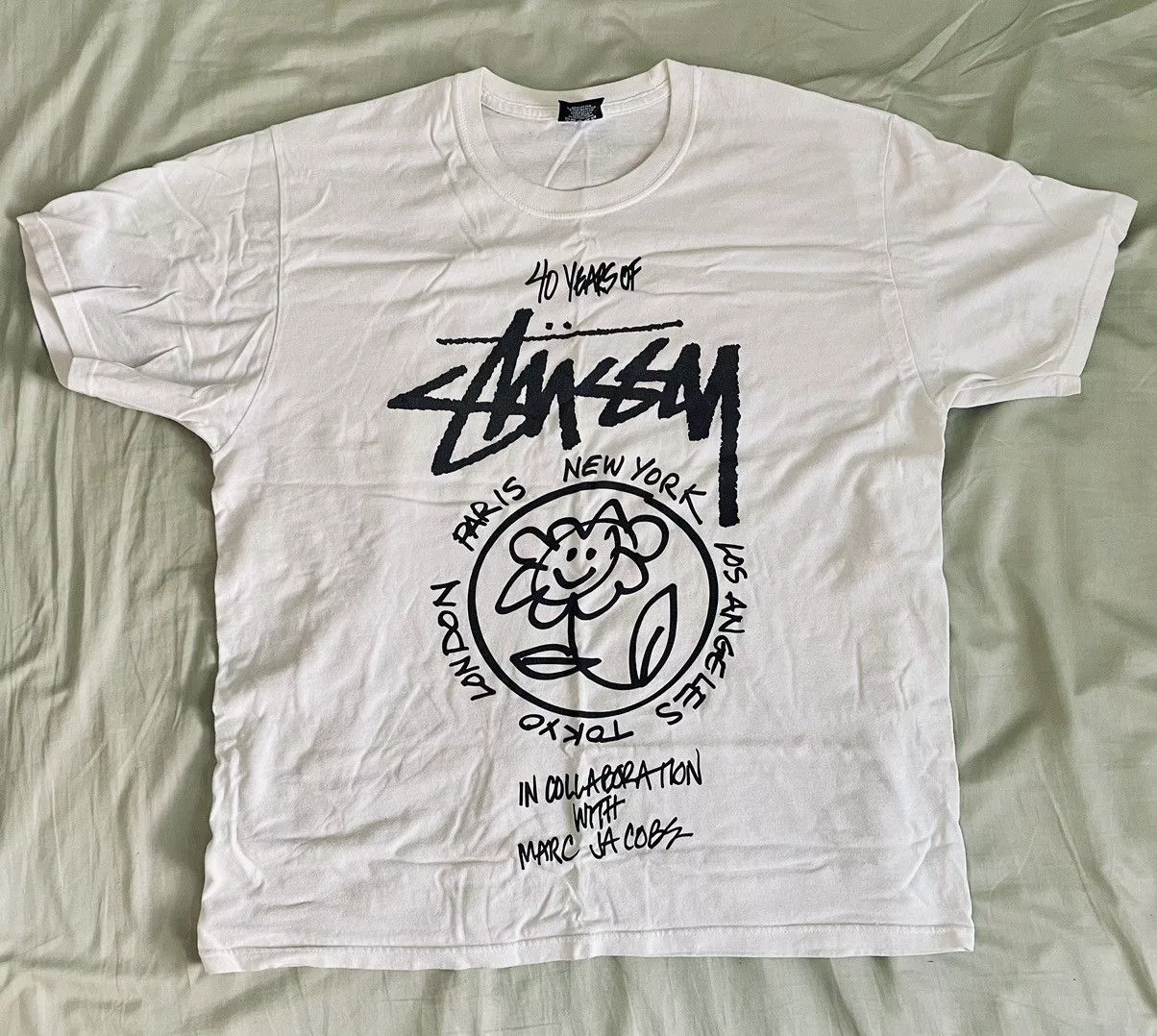 Marc Jacobs Short Sleeve T Shirts Stüssy Marc Jacobs World Tour Tee White Large Streetwear