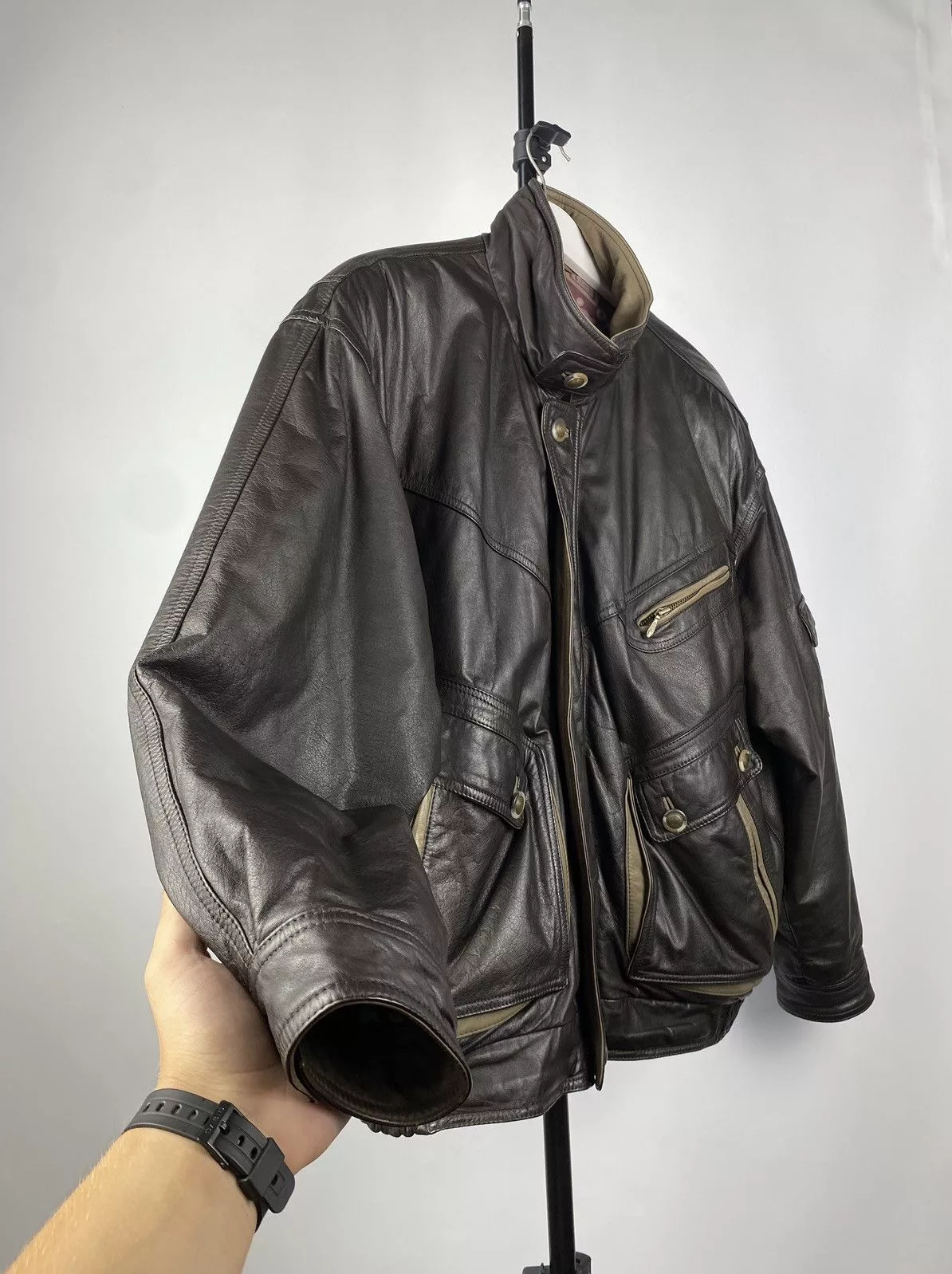 Vintage Leather Jackets Vintage Leather Jacket Genuine Leahter bomber Moto Oldmoney Brown Avant-Garde