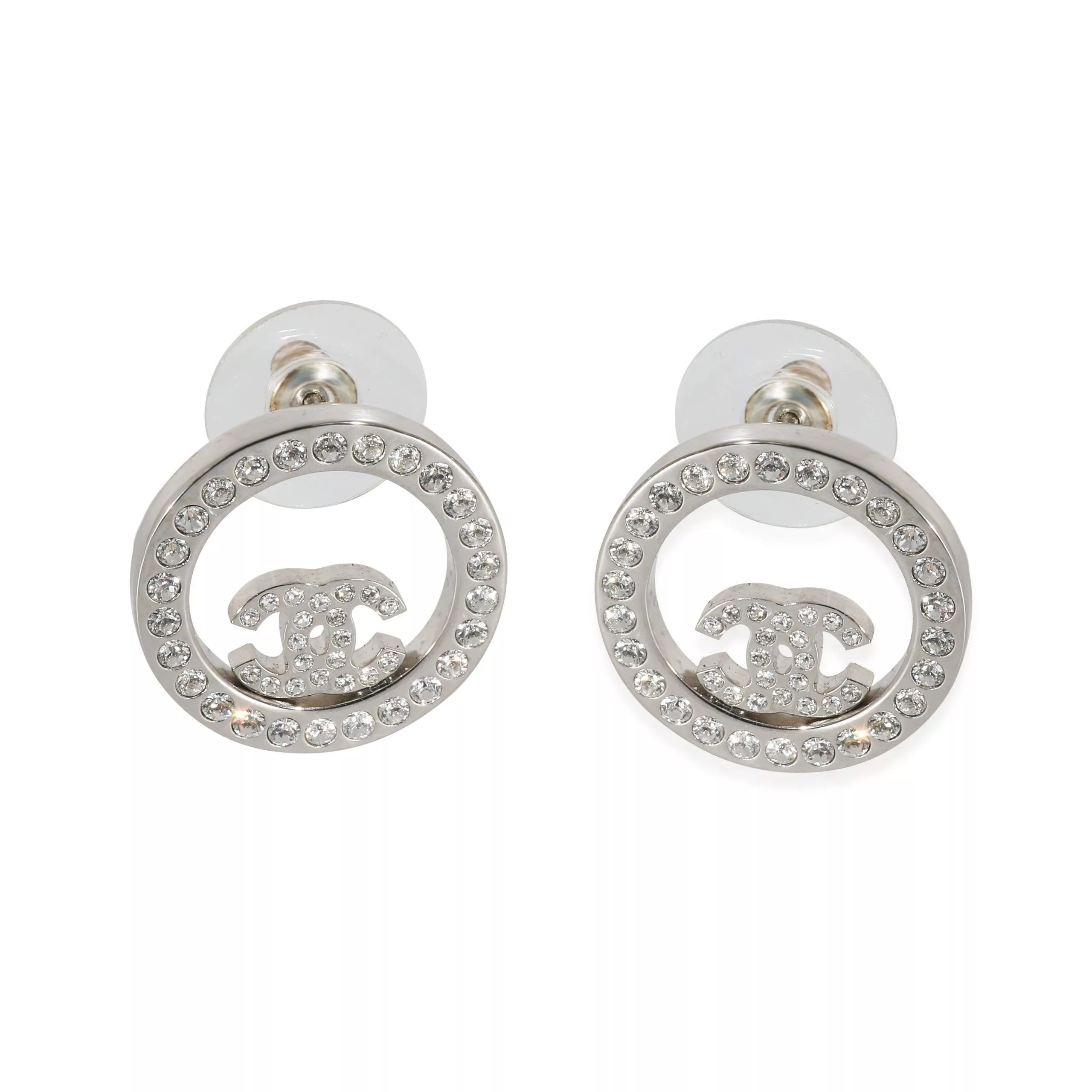 Chanel Rings Silver Tone Chanel 2021 CC Strass Earrings