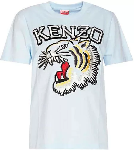 Kenzo Short Sleeve T Shirts Kenzo o1s22i1n0724 Tiger Varsity Crewneck T-Shirt in Light Blue