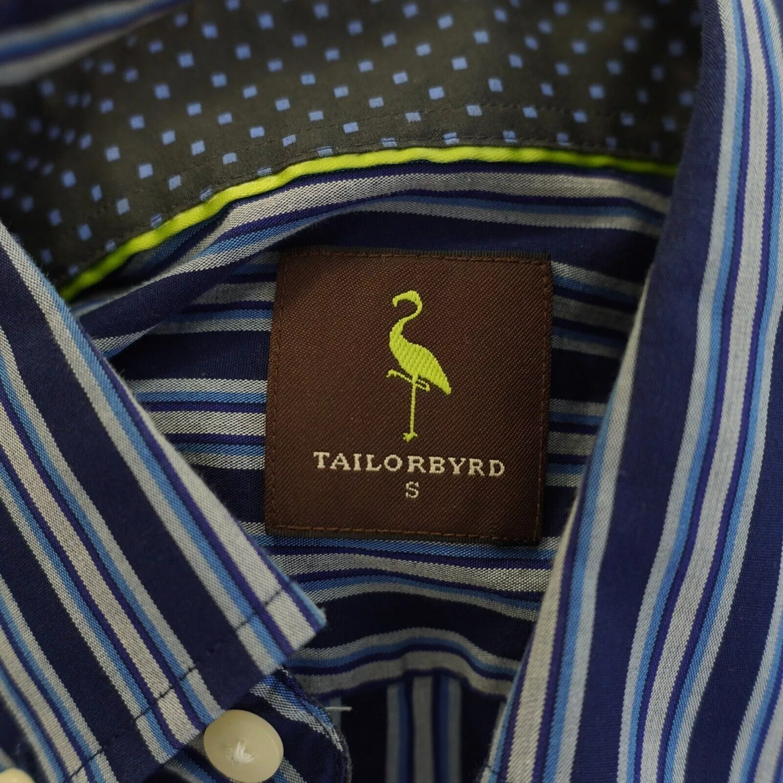 Tailorbyrd Shirts Button Ups Tailorbyrd Blue Striped Flip Cuff Pocket Front Button Down S