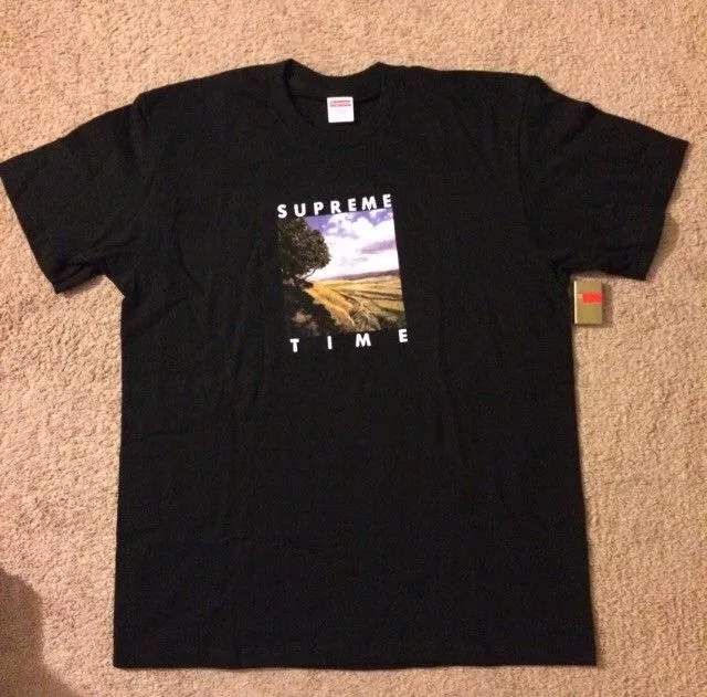 Supreme Short Sleeve T Shirts Supreme Time Tee Black Large