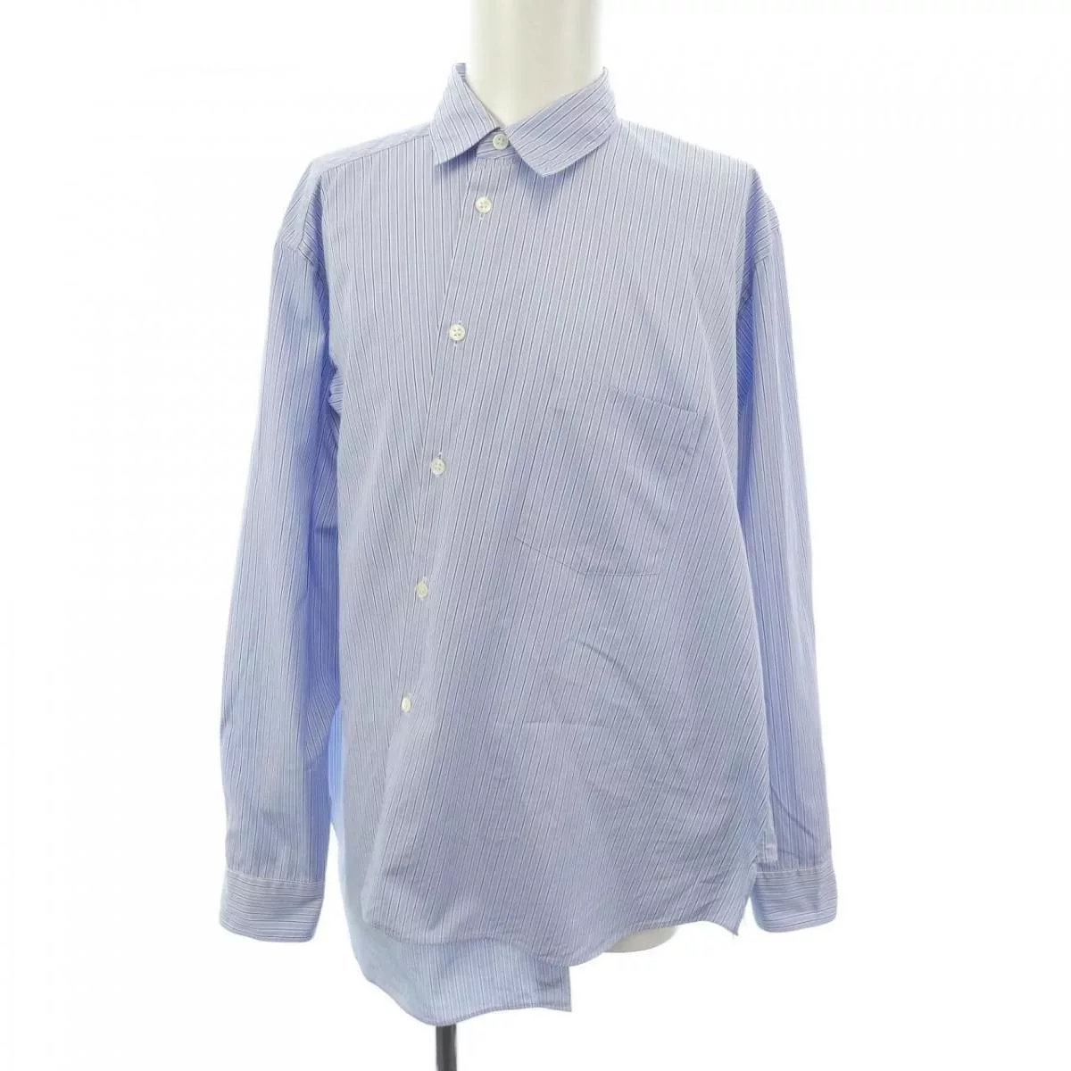 Comme des Garcons Homme Shirts Button Ups Comme des Garcons Homme Shirt Striped Deformed Long Sleeve Blue