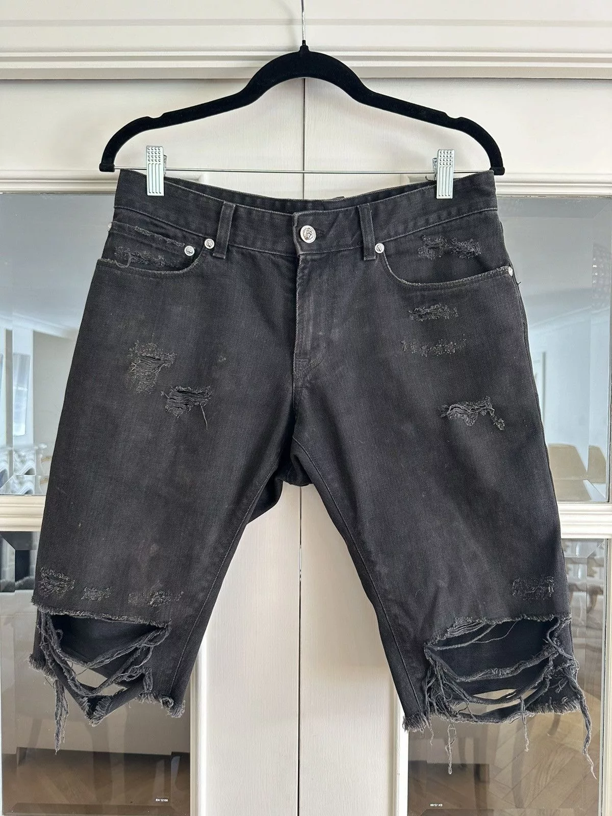 Versace Shorts Versace Faded black distressed shorts