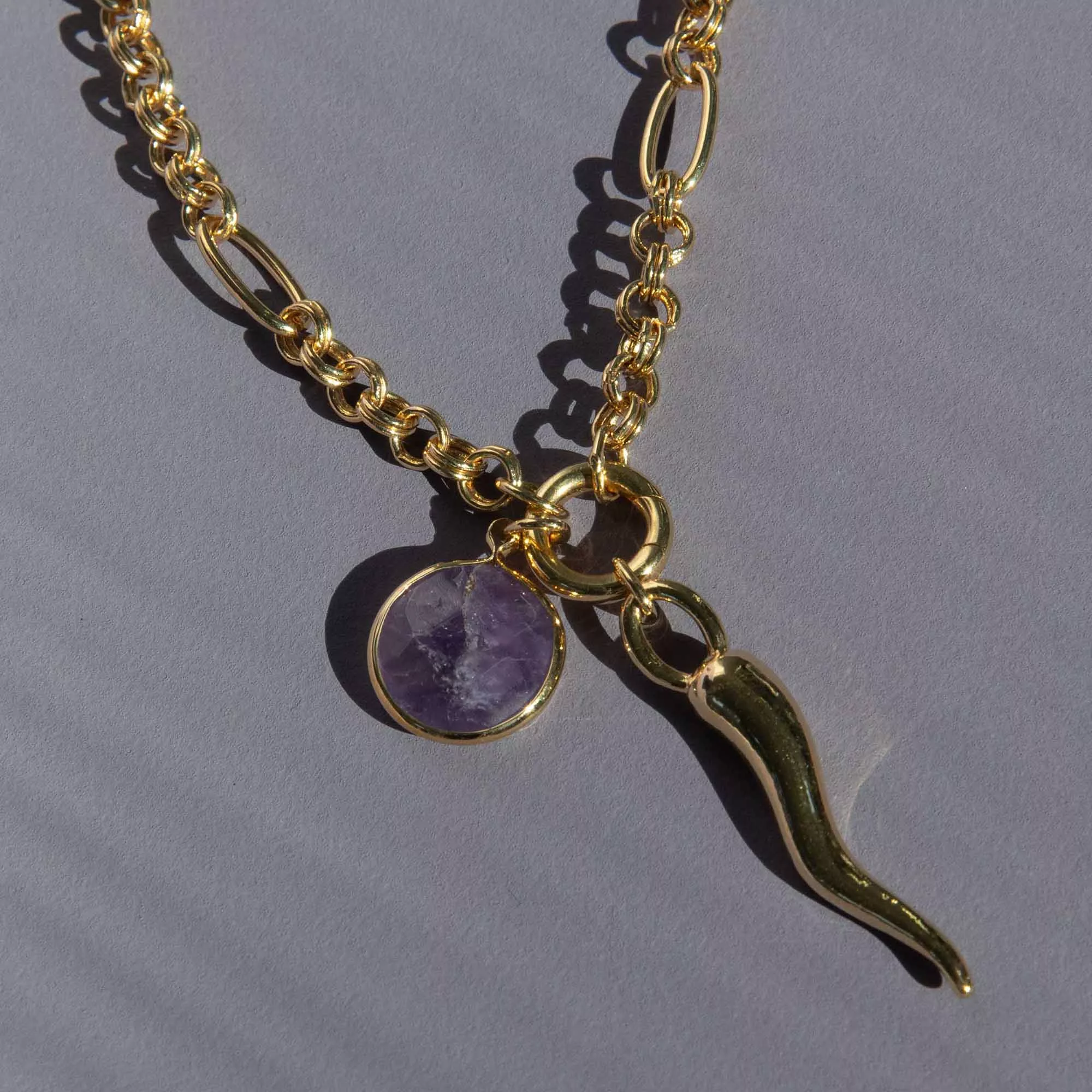 Round Amethyst Charm