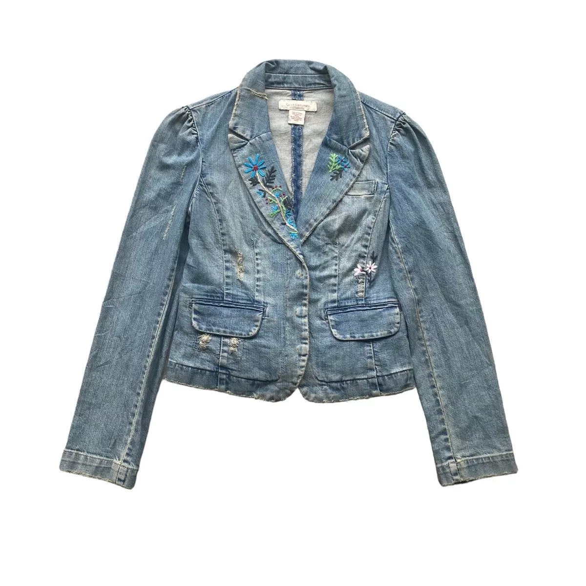 Calvin Klein Denim Jackets Calvin Klein Distressed Denim Jacket Multi