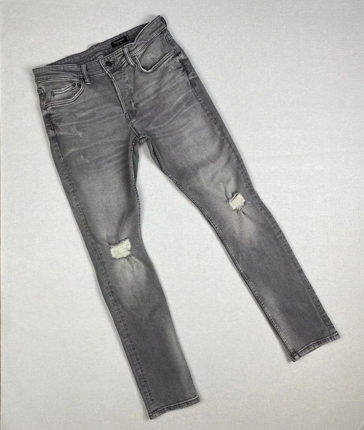 Allsaints Denim Allsaints Jeans Rex Damaged Denim Skinny Pants size W32 Gray