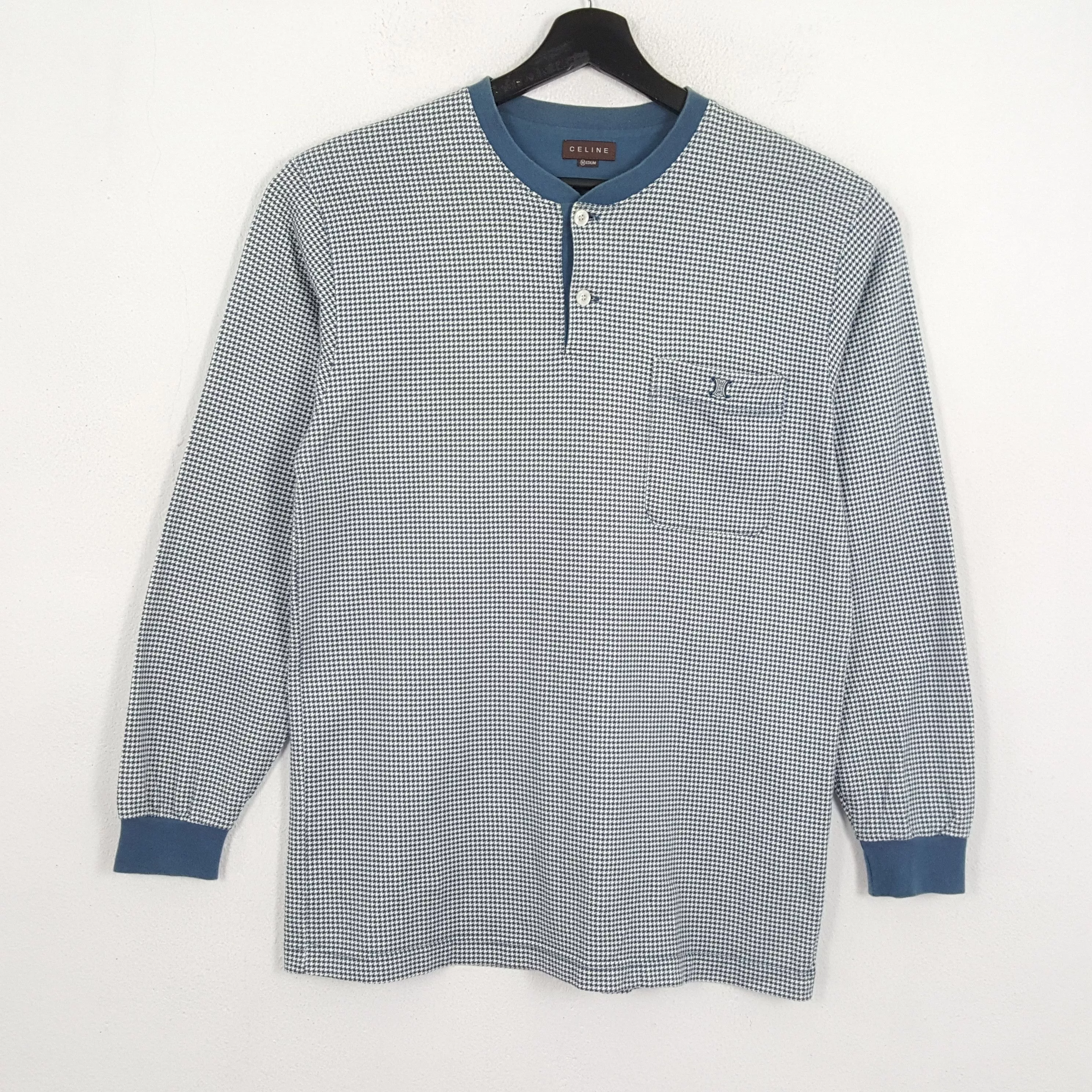 Celine Long Sleeve T Shirts Celine × Vintage CELINE Italian Brand Long Sleeve Pocket Tshirt White