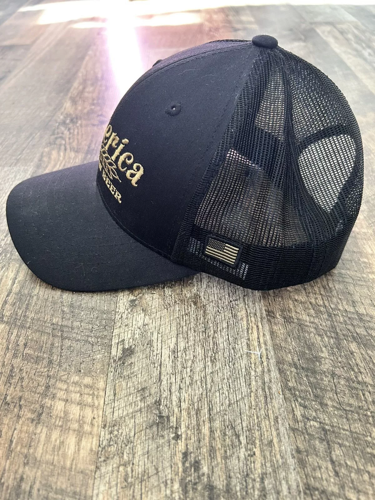 Other Hats Other america black beer hat Vintage