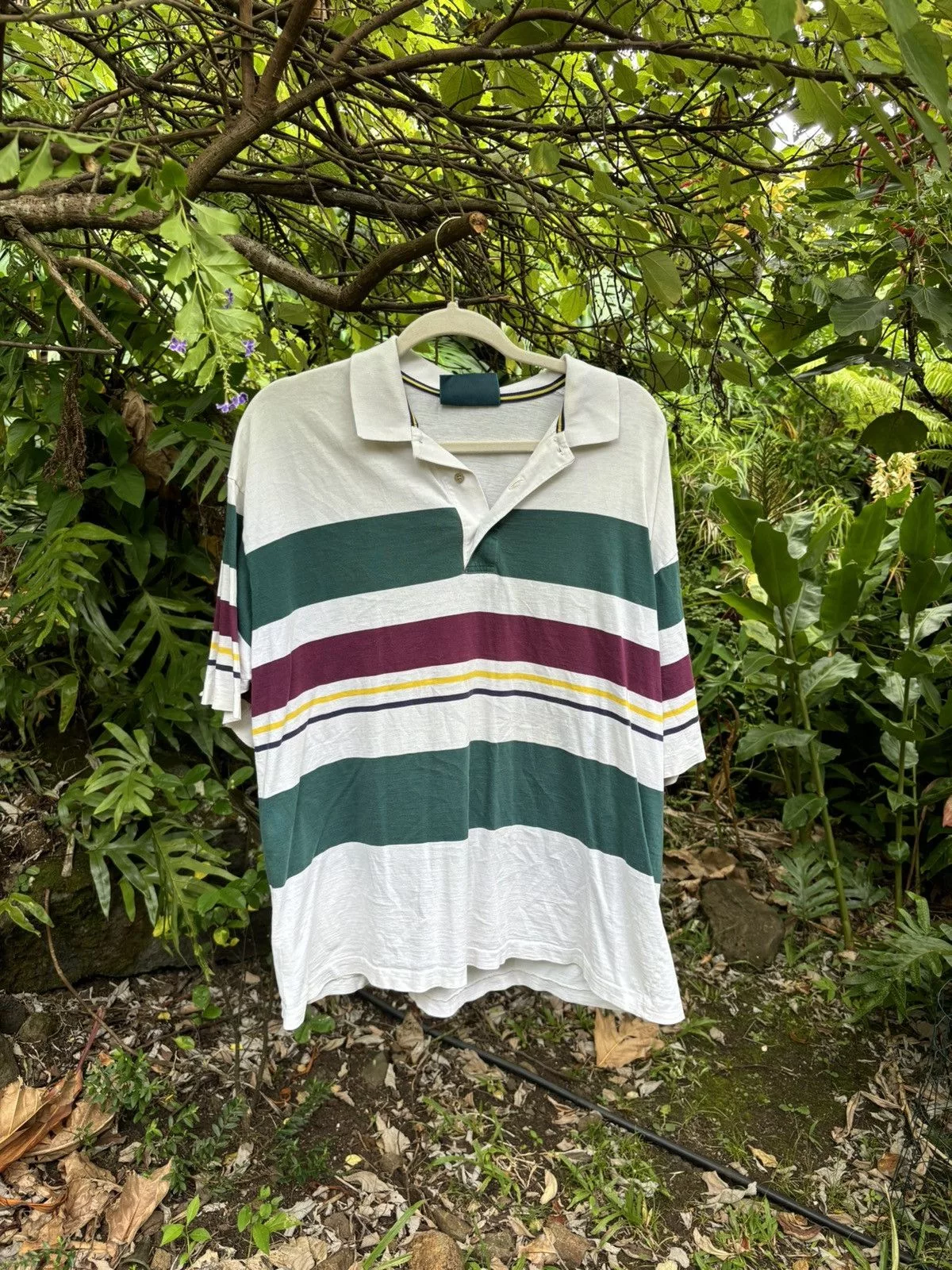 Vintage Polos Vintage 90s Striped Polo White