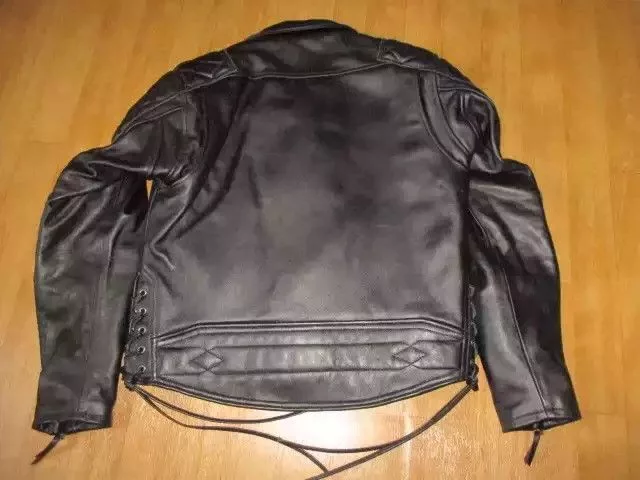 Kadoya Leather Jackets kadoyaDiamond lattice cable-stayed leather clothes Black