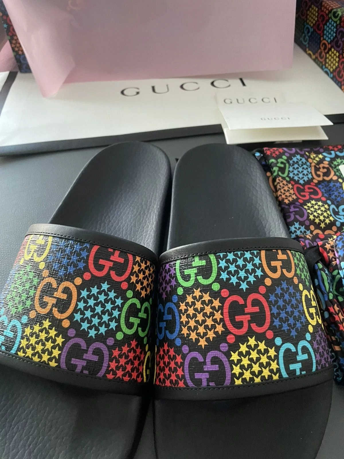 Gucci Sandals Brand New Gucci Super Runway Limited Edition GG Logo Slides Multi
