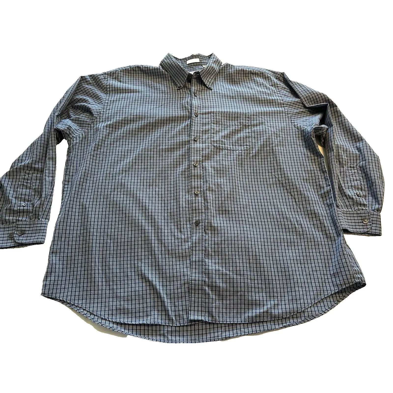 Van Heusen Shirts Button Ups Van Heusen Button Shirt NoWrinkle Blue/Black/White Check XXL