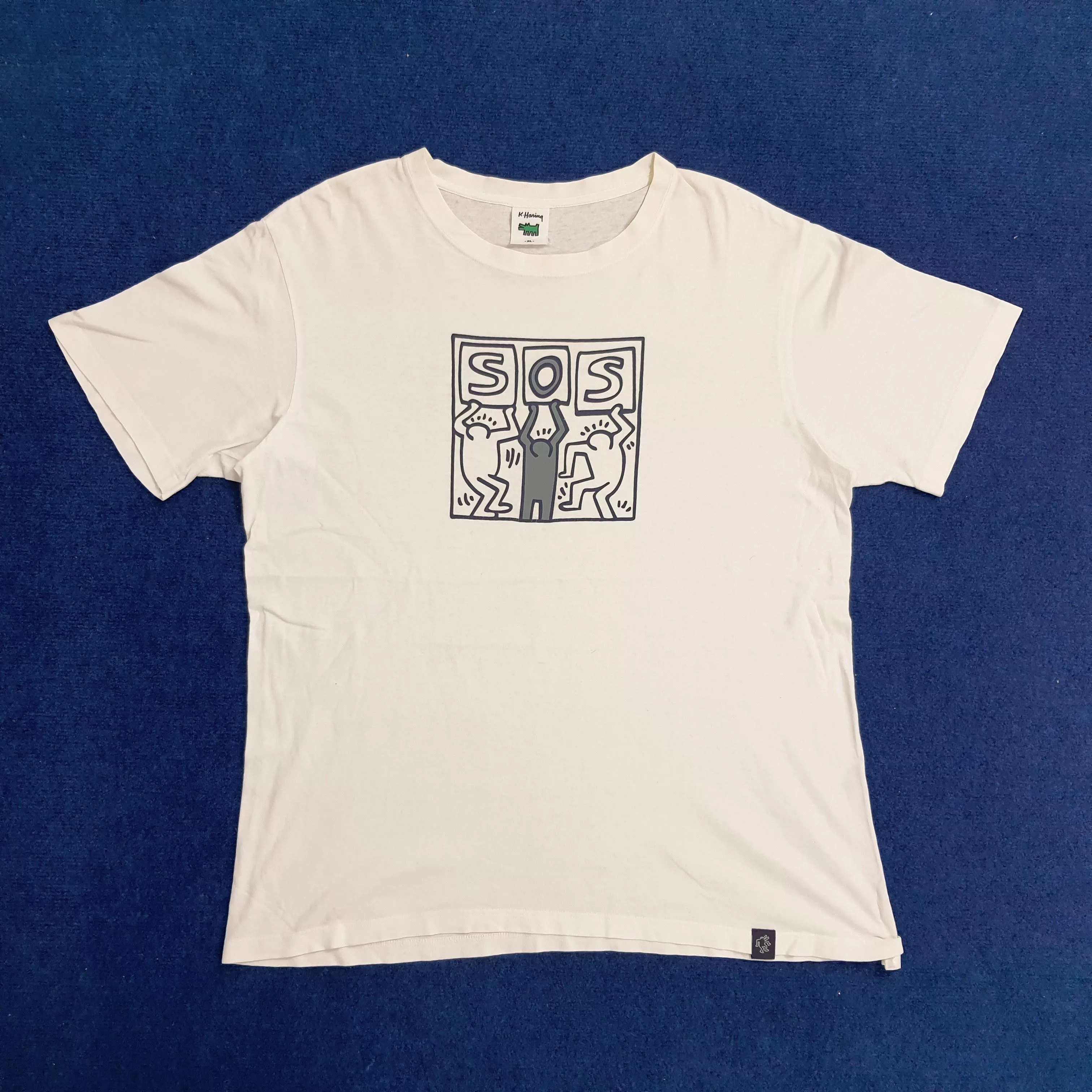 Keith Haring Short Sleeve T Shirts Keith Haring × Vintage Vintage Keith Haring SOS Art Style Nice Design T-shirt White