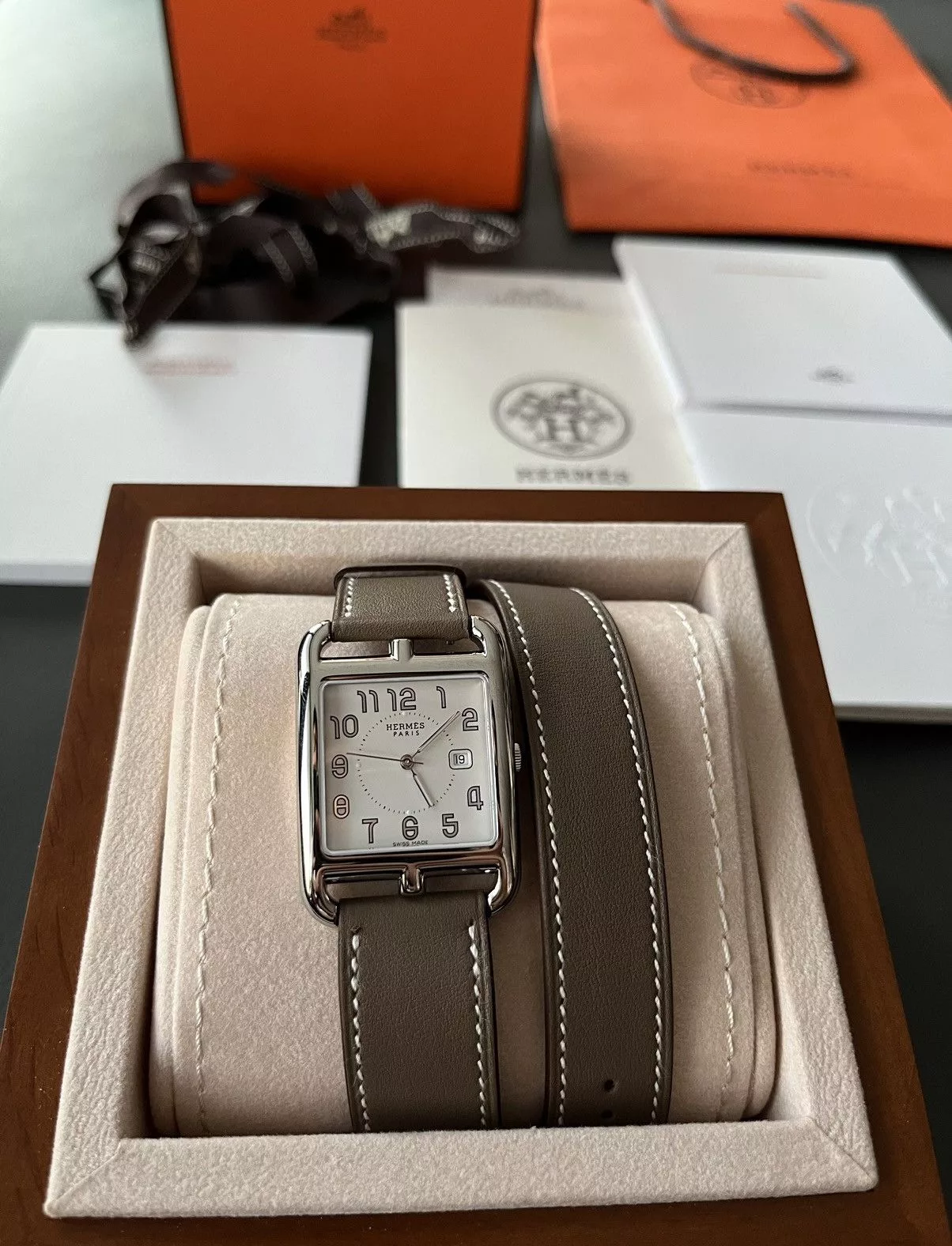 Hermes Watches Brand New Giftable Hermes Classic Cape Cod Large Model Gray