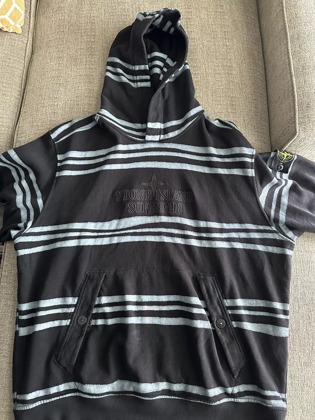 Stone Island Sweatshirts Hoodies Stone Island × Supreme Supreme Stone Island Warp Stripe Hoodie Black