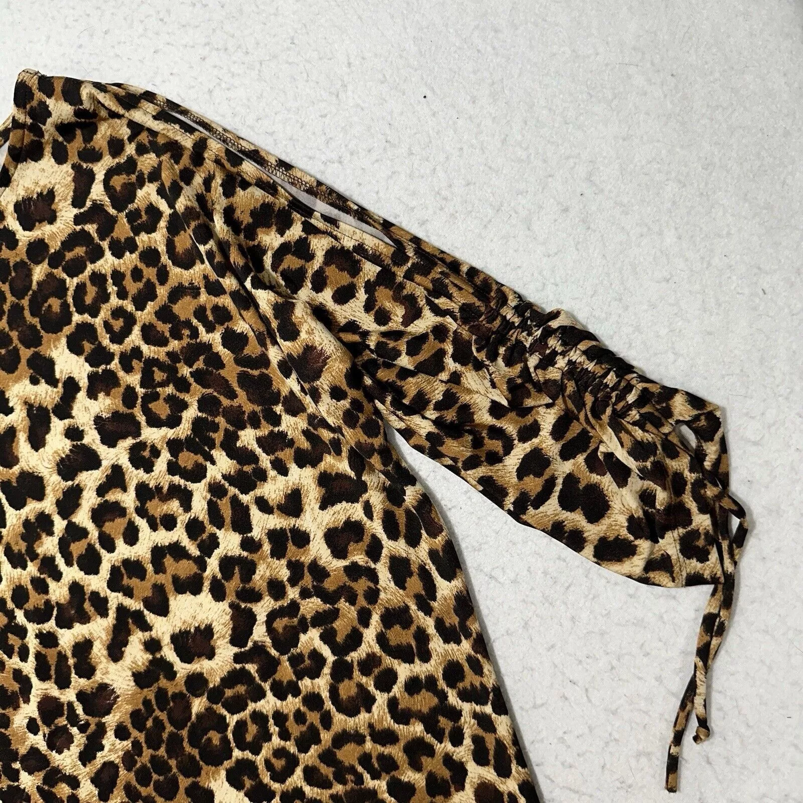 Chicos Blouses Chicos Large Brown Leopard Print Exposed Shoulder Blouse