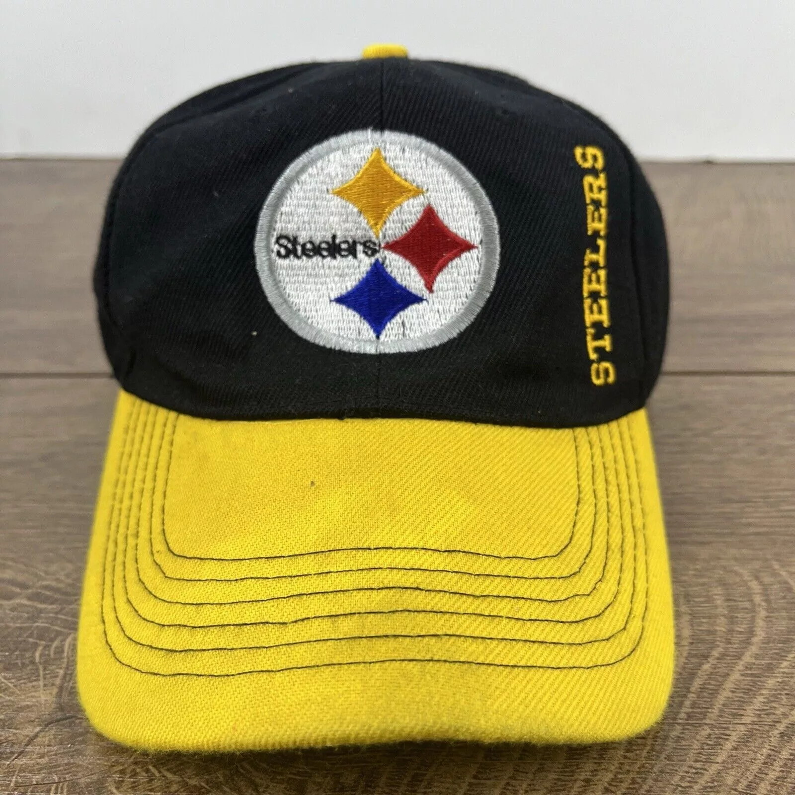 Other Hats Other Pittsburgh Steelers Hat Yellow Bill Black Hat Adjustable Bla