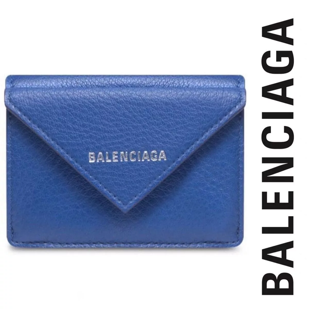 Balenciaga Wallets Balenciaga × Designer Authentic BALENCIAGA Blue Leather Mini Papier Flap Wallet