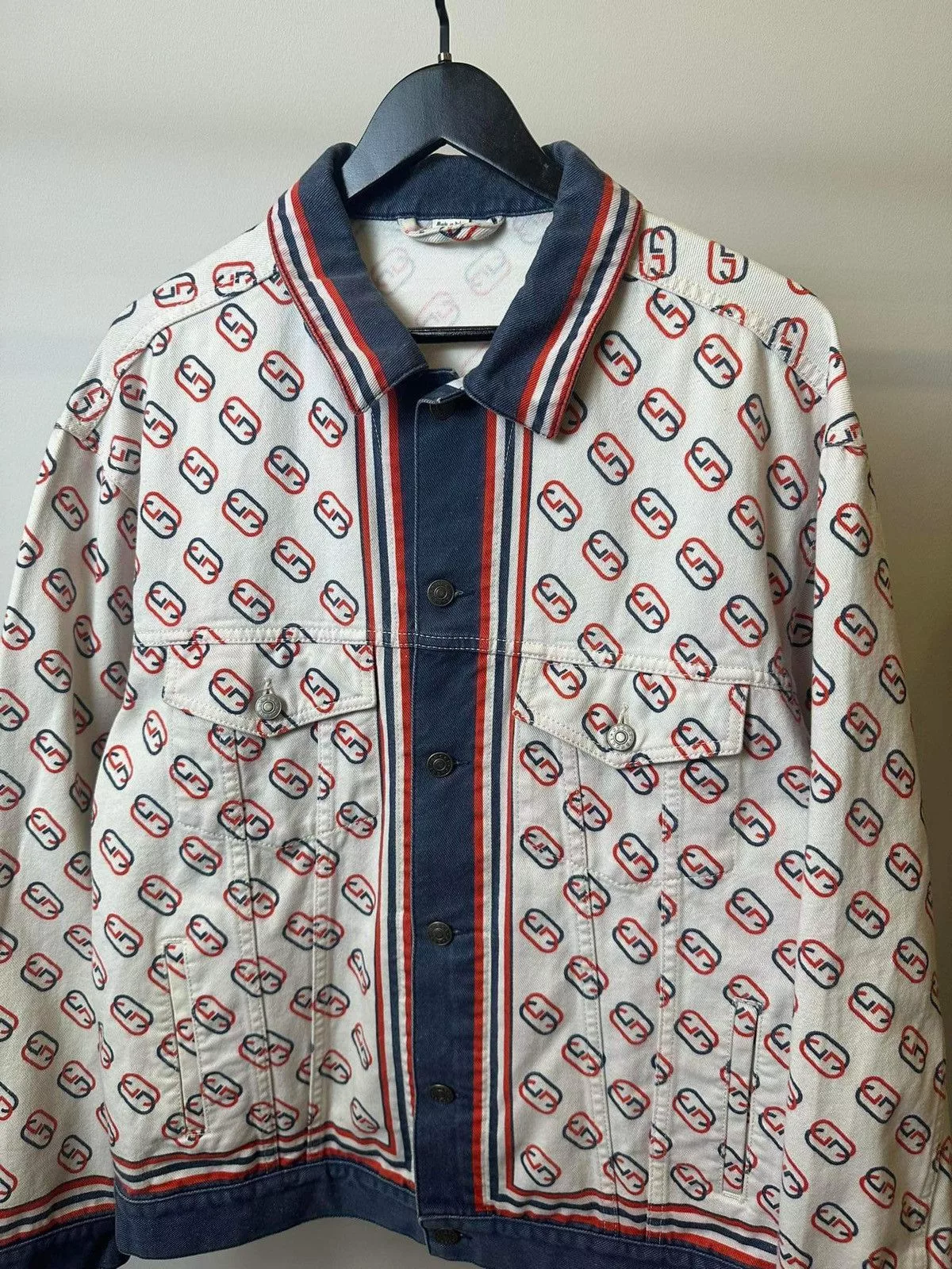 Gucci Denim Jackets GUCCI MONOGRAM “GC” JEANS JACKET White Luxury