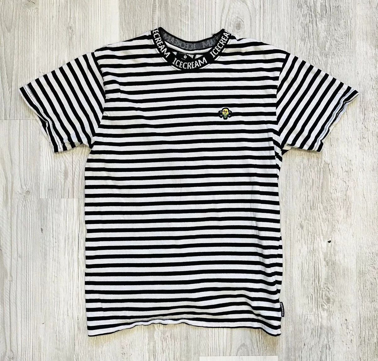 Icecream Short Sleeve T Shirts Icecream striped blk/white tee Black