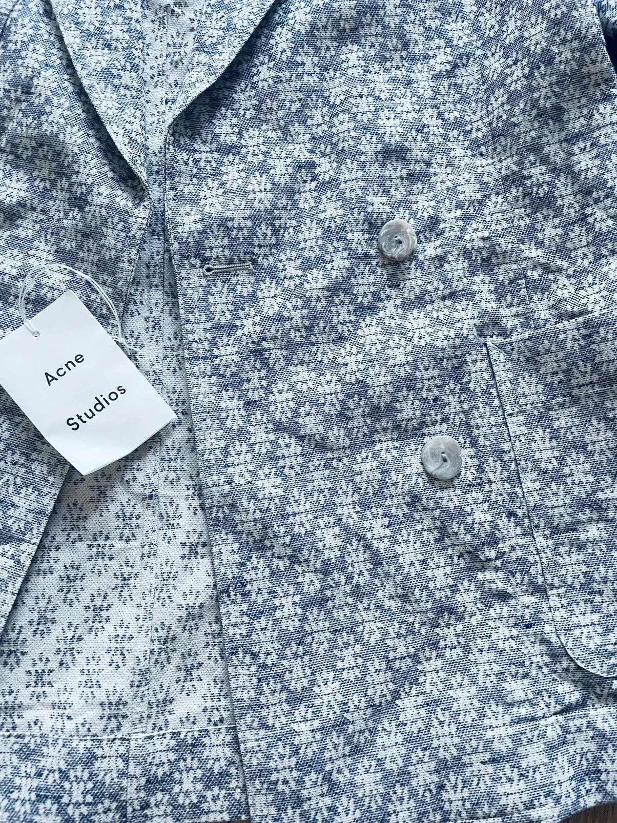 Acne Studios Button Ups Acne Studios, Floral jacquard double breasted blazer White