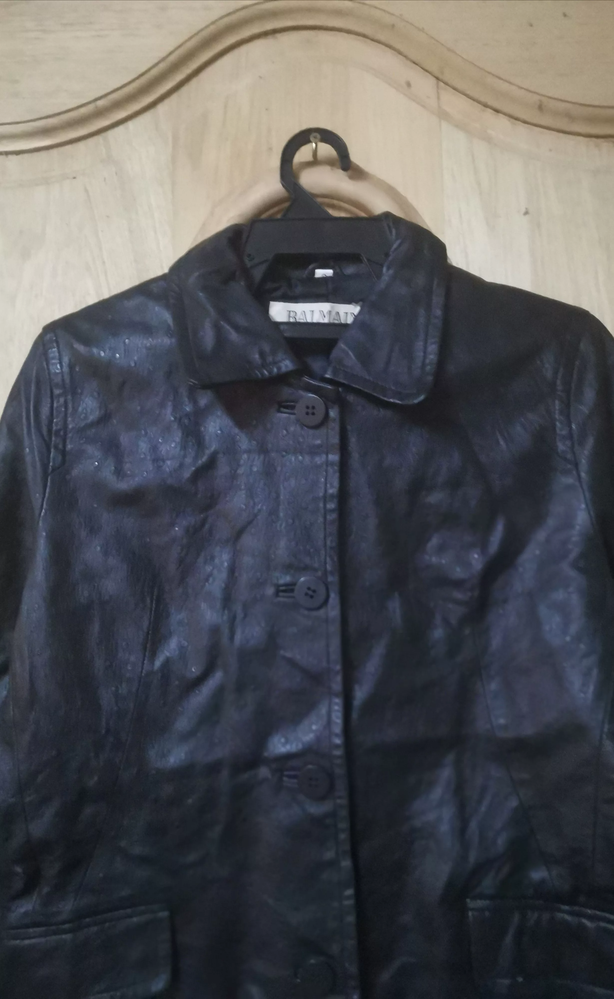 Balmain Leather Jackets Balmain Paris Ostrich skin leather jacket Black