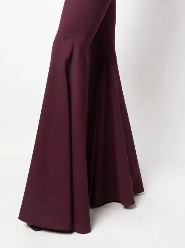 Saint Laurent Paris Pants Saint Laurent Paris o1b1hav110724 Flared Pants in Gabardine in Marroon