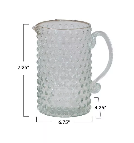 42 oz. Hand-Blown Glass Hobnail Pitcher