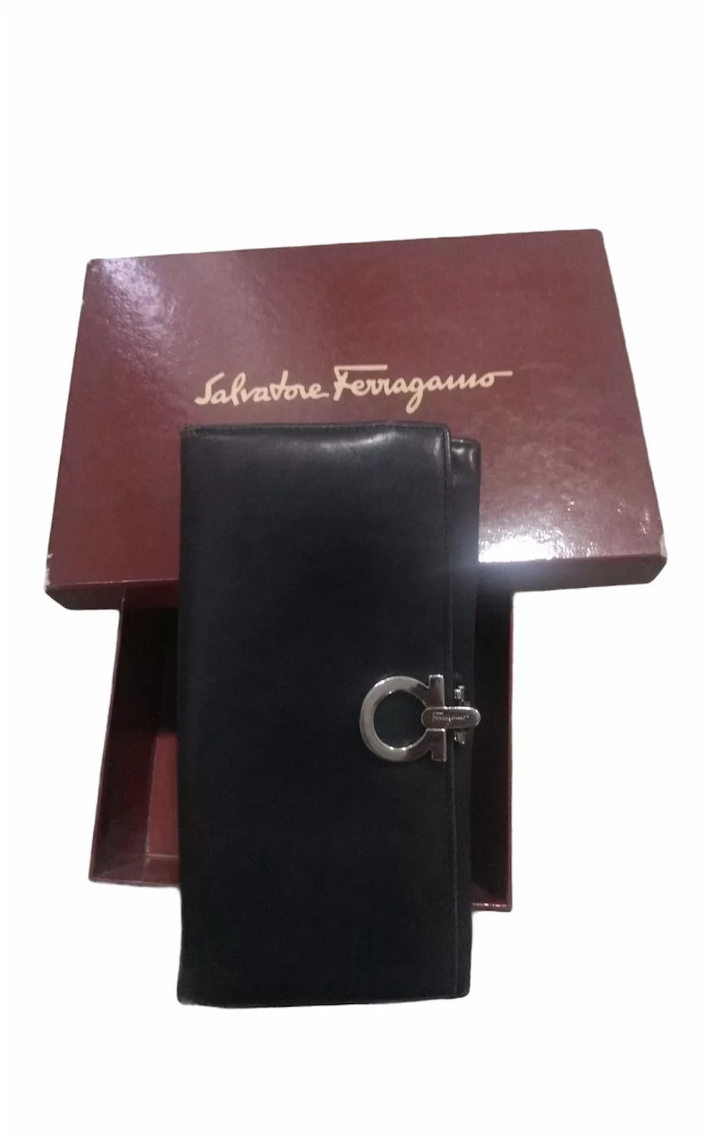 Designer Wallets Designer × Salvatore Ferragamo Salvatore Ferragamo Long Leather Wallet Black