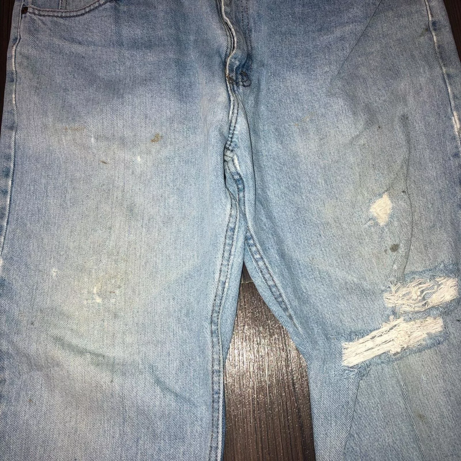 Men’s Distressed Vintage Lee Denim Jeans Blue