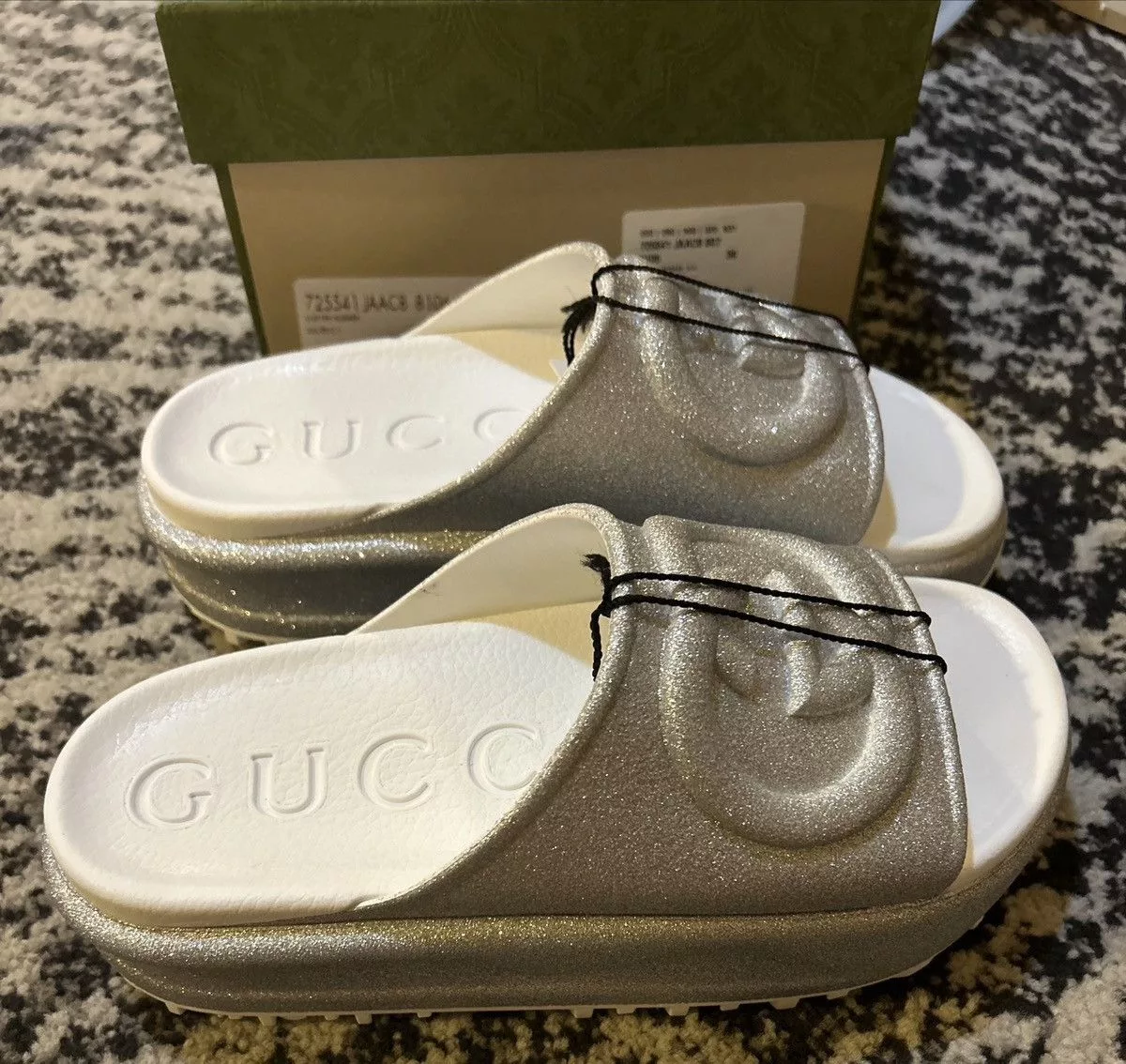 Gucci Sandals Gucci Interlocking G Platform Slides Silver