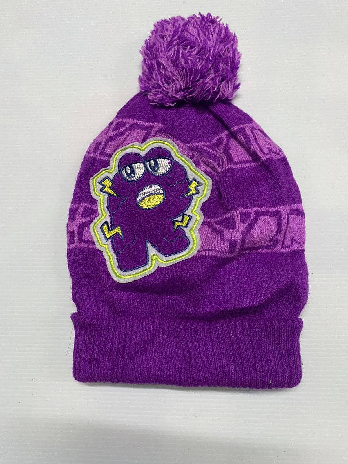 Cartoon Network Hats Cartoon Network Smooch Big Patches Cartoon Pom Pom Beanie Purple Streetwear