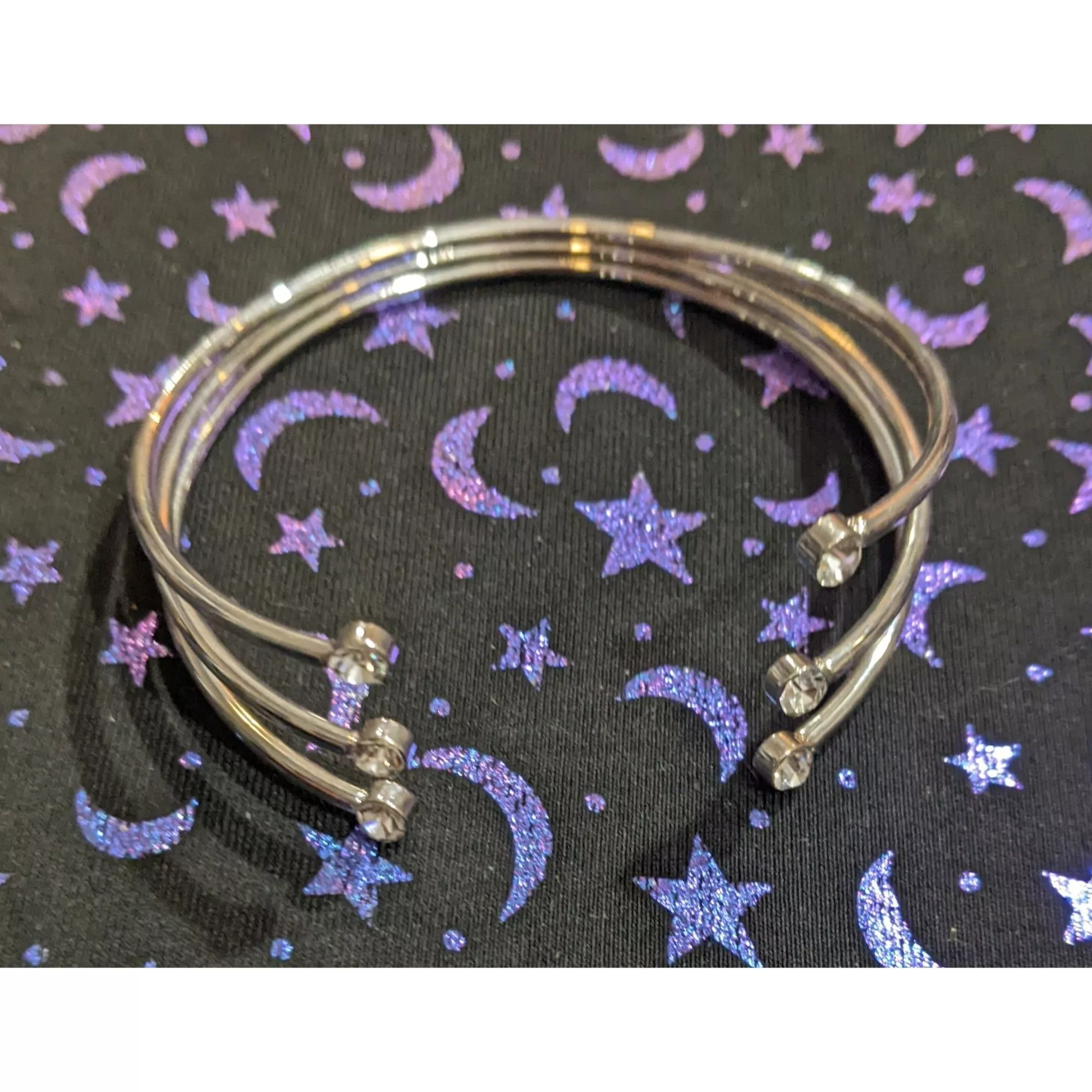 Other Bracelets Other Silver Rhinestone Open Cuff Bangle Bracelet