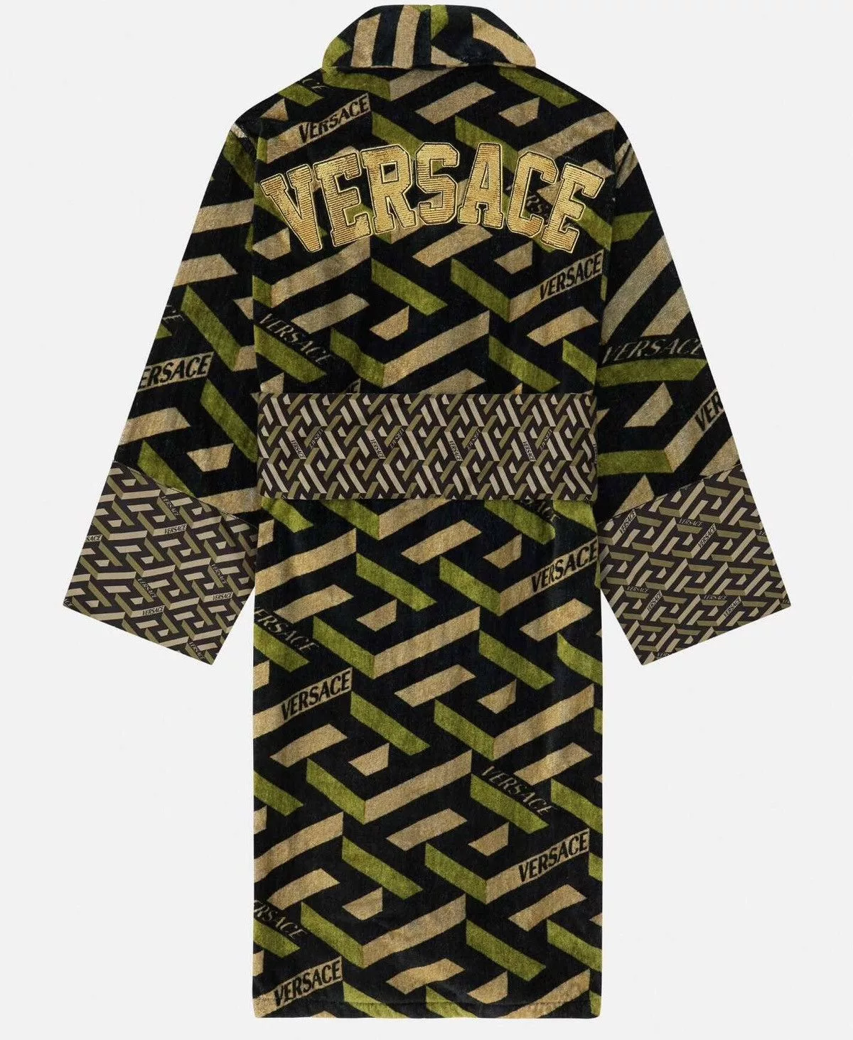 Versace Miscellaneous Versace La Greca Embroidered Sequence Robes Green