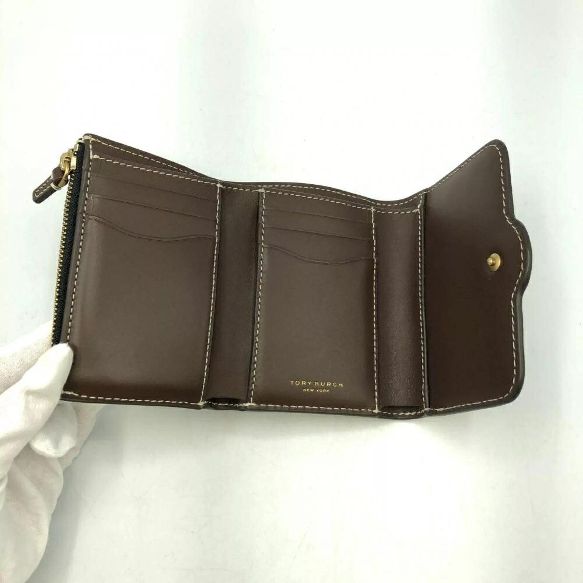 Tory Burch Wallets TORY BURCH Leather Felix Tri-fold Wallet Black Tory Burch