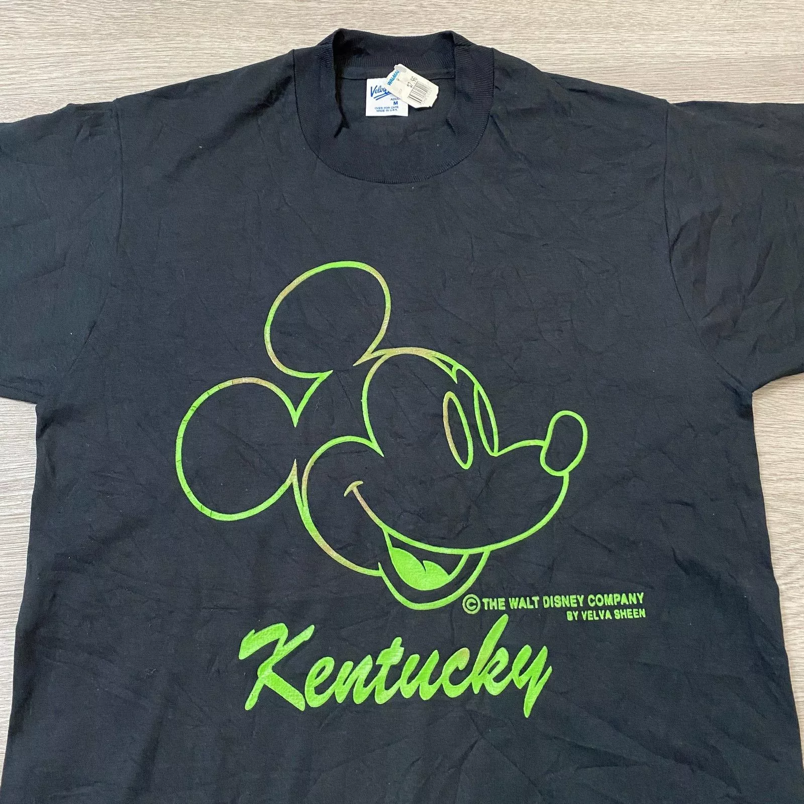 Velva Sheen Short Sleeve T Shirts Velva Sheen × Vintage NWT Vintage Velva Sheen Neon Mickey Mouse Kentucky Shirt M Black