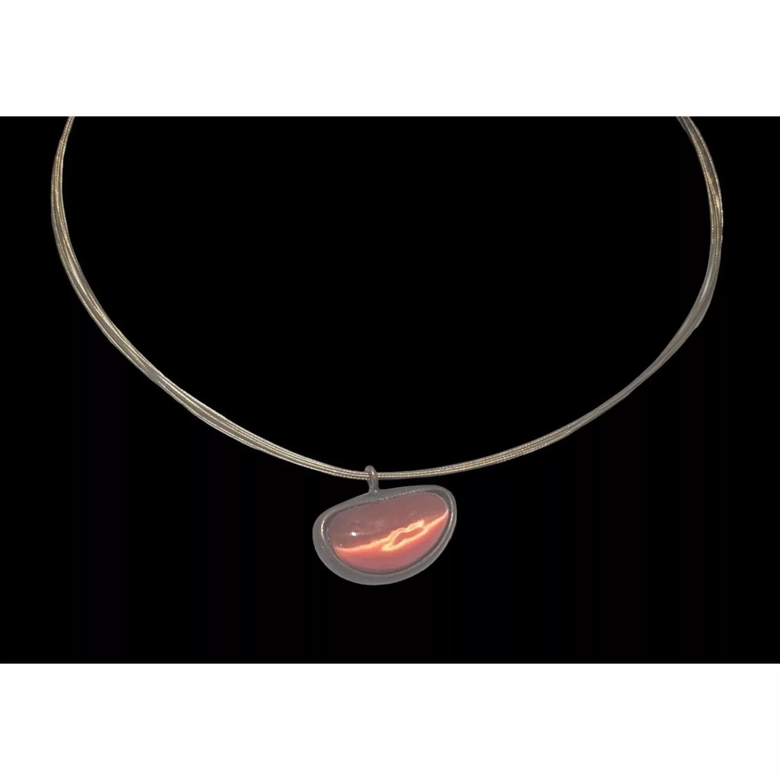 Other Necklaces Other Orange Glass Abstract Cateye Pendant Necklace