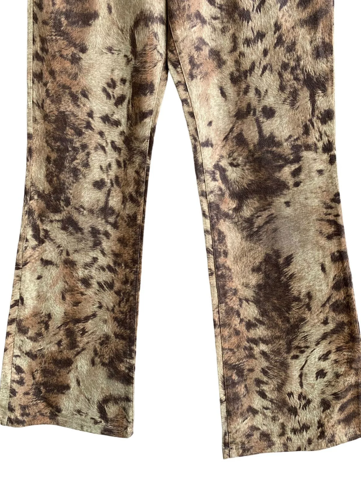 Designer Pants Designer Vintage Grace Continental Leopard Print Flare Brown