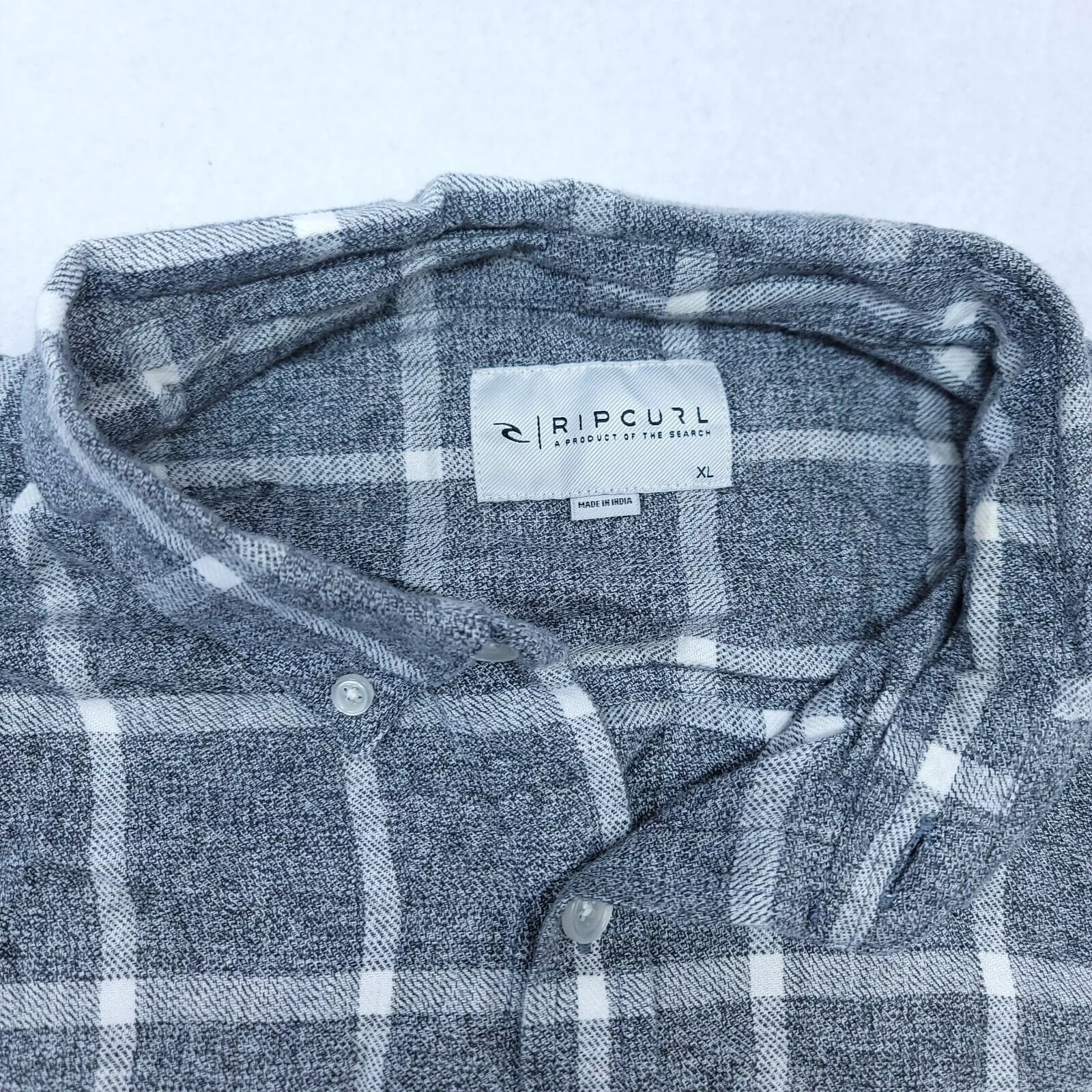 Rip Curl Shirts Button Ups Rip Curl Ripcurl Windowpane Flannel Shirt Mens Size XL Gray White