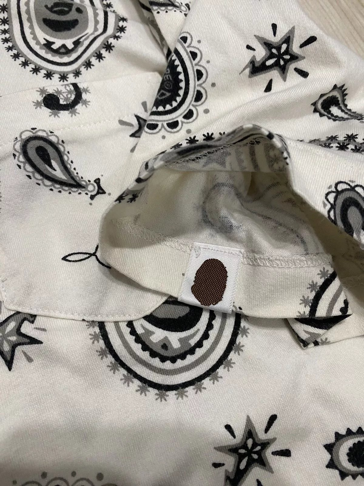 Bape Shirts Button Ups Bape Paisley Button Up S/S Shirt White