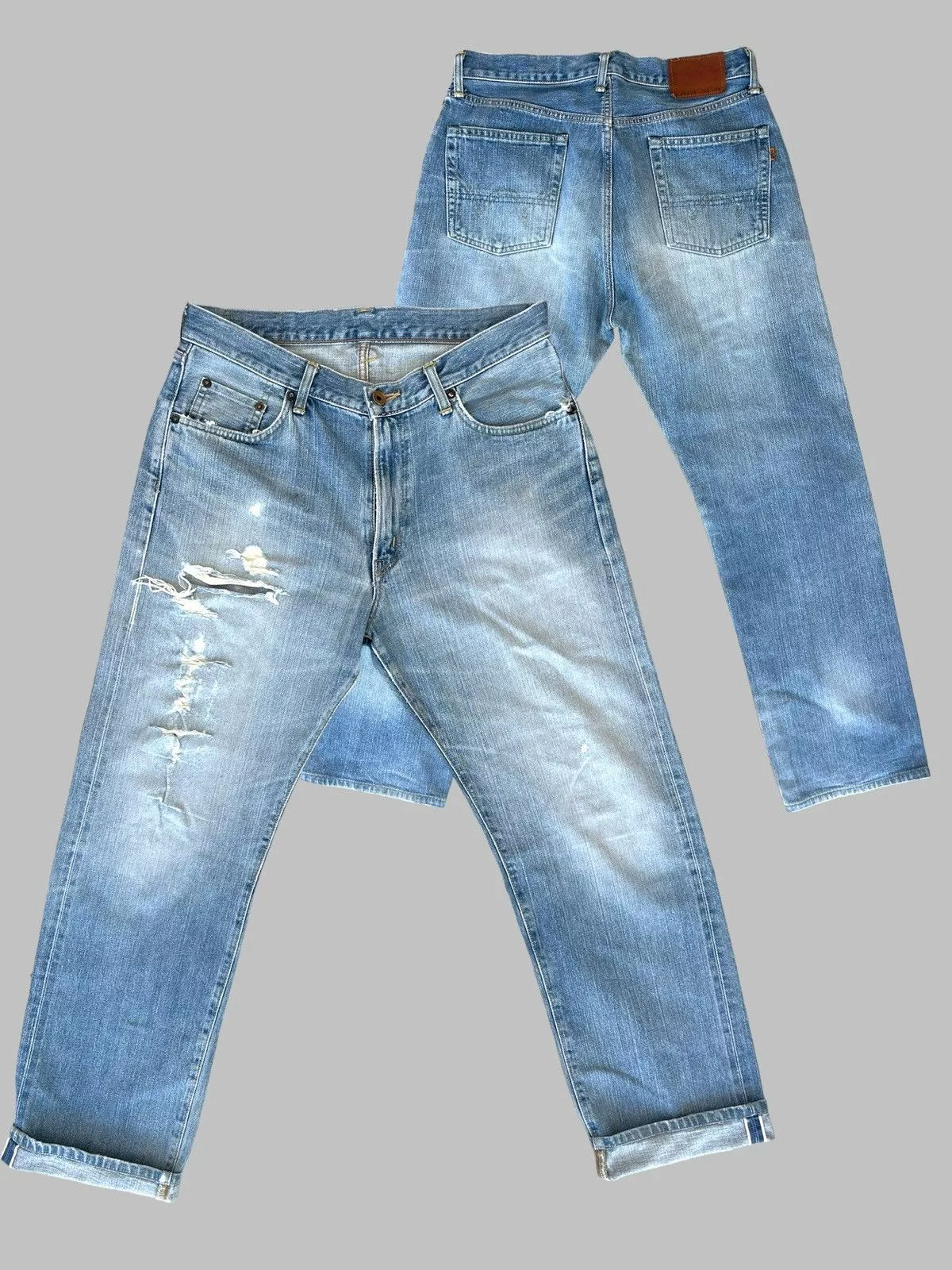 Edwin Denim Edwin × Japanese Brand 🔥 Edwin 505XX Light Blue Distressed Denim Selvedge W32 🔥