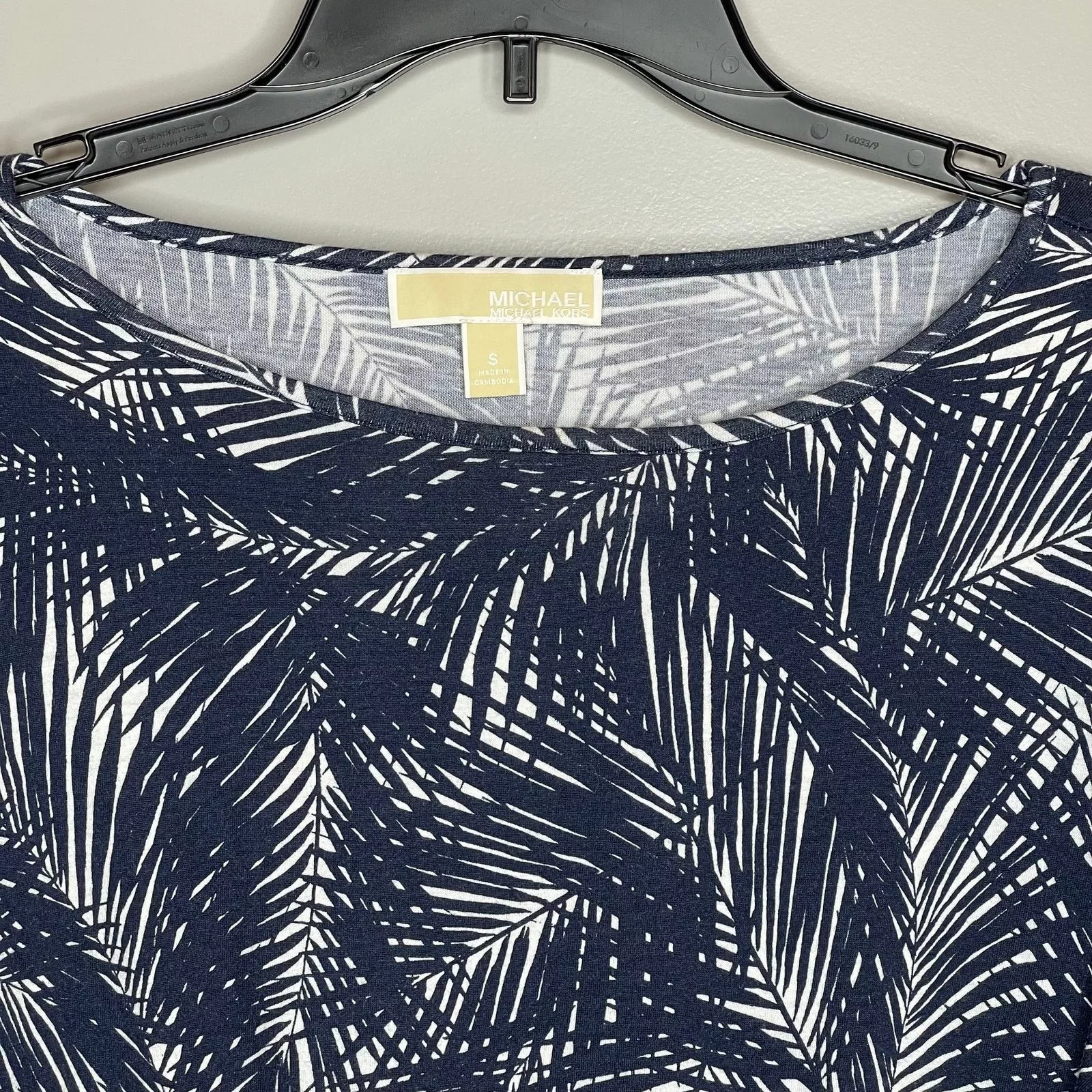 Michael Kors Short Sleeve T Shirts Michael Kors Pullover Leaf Print Blue short Sleeve Shirt, S